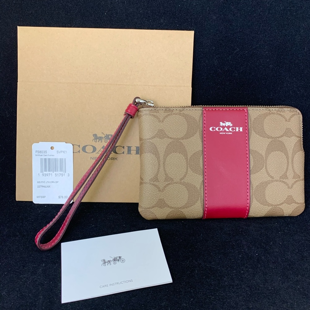 Coach NEW leather wristlet and gift box